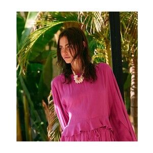 Free People Free Est Delilah Cropped Blouse Top Ruffle Cactus Rose S NEW 284604